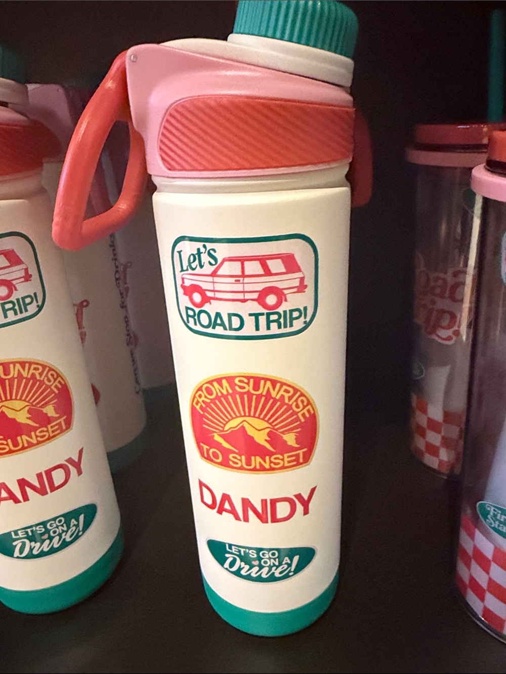 limited edition Let's Road Trip! Cream and Coral Travel Water Bottle  Starbucks